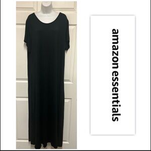 Amazon Essentials Black Short-Sleeve Maxi Dress